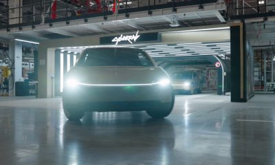 Tesla Cybercab production units rolling off the factory line in Gigafactory Texas (Credit: Tesla)